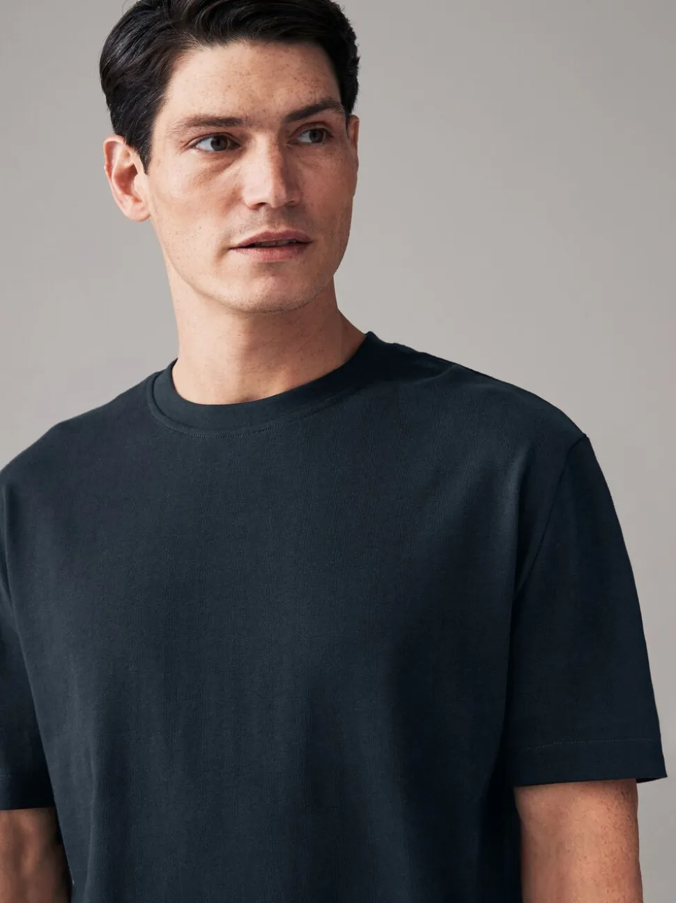 Donkerblauw - Normale Pasvorm - Zwaar T-shirt