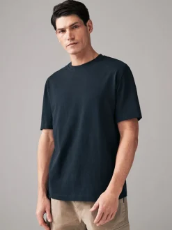 Donkerblauw - Normale Pasvorm - Zwaar T-shirt