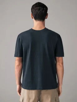 Donkerblauw - Normale Pasvorm - Zwaar T-shirt