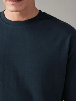 Donkerblauw - Normale Pasvorm - Zwaar T-shirt