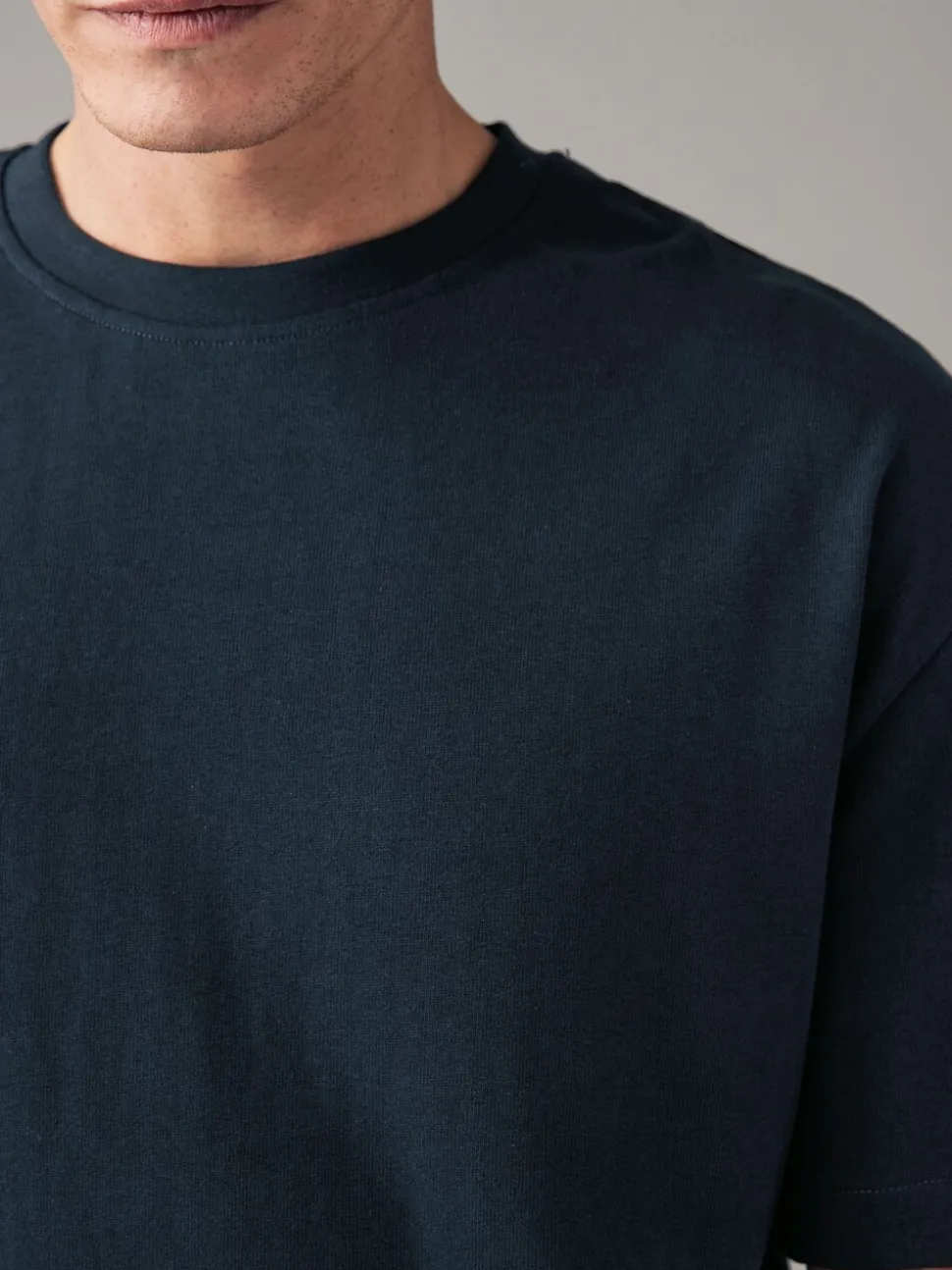 Donkerblauw - Normale Pasvorm - Zwaar T-shirt