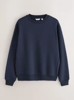 Donkerblauw - Normale Pasvorm - Heavyweight Cotton Rich Crew Neck Sweatshirt