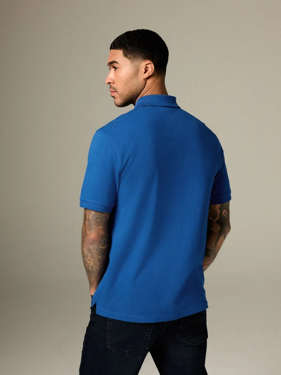 Donkerblauw - Normale Pasvorm - Piqué poloshirt met korte mouwen