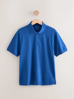 Donkerblauw - Normale Pasvorm - Piqué poloshirt met korte mouwen