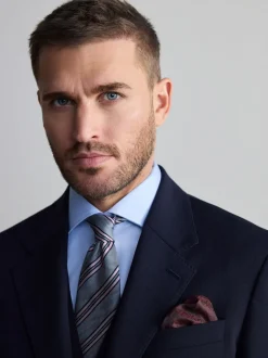 Donkerblauw - Normale Pasvorm - Signature Nova Fides 100% Italian Wool Suit Jacket