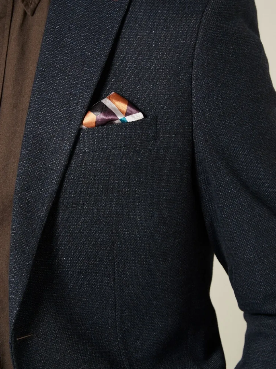 Donkerblauw - Normale Pasvorm - Modieuze blazer met textuur