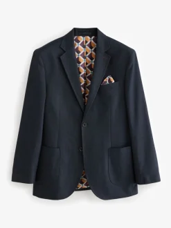 Donkerblauw - Normale Pasvorm - Modieuze blazer met textuur