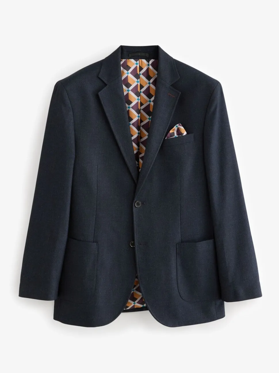 Donkerblauw - Normale Pasvorm - Modieuze blazer met textuur