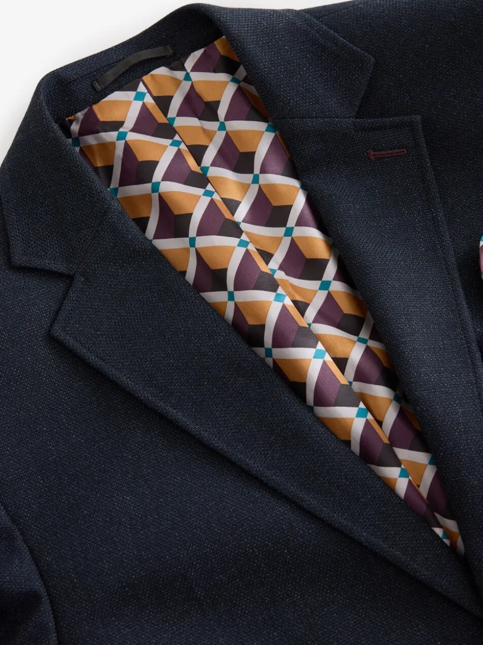 Donkerblauw - Normale Pasvorm - Modieuze blazer met textuur