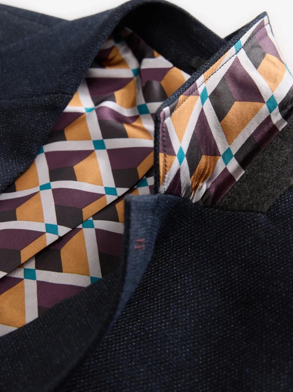 Donkerblauw - Normale Pasvorm - Modieuze blazer met textuur