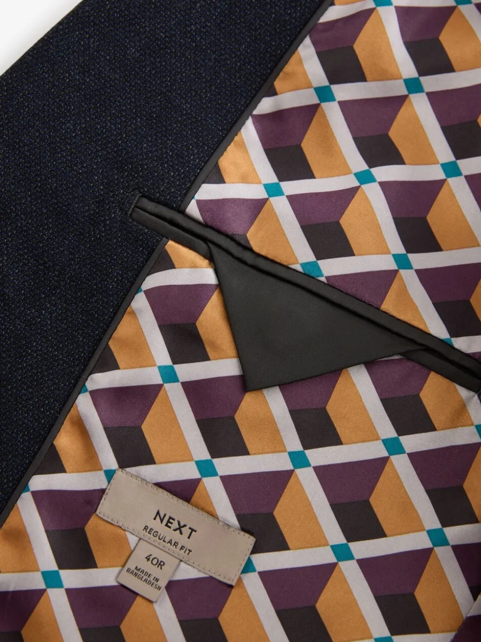 Donkerblauw - Normale Pasvorm - Modieuze blazer met textuur