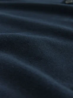 Donkerblauw - Normale Pasvorm - Katoenrijk gebreid poloshirt met lange mouwen