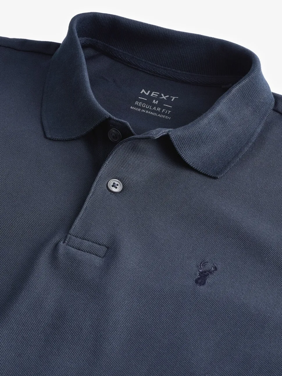 Donkerblauw - Normale Pasvorm - Piqué polo met lange mouwen