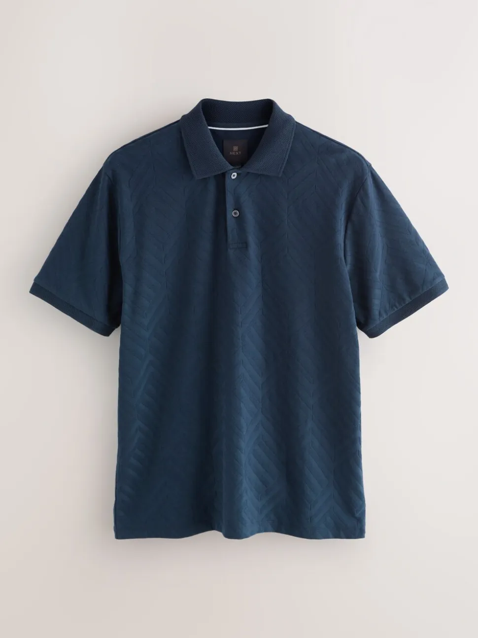 Donkerblauw - Normale Pasvorm - Net jacquard poloshirt