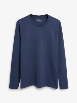 Donkerblauw - Normale Pasvorm - T-shirt met lange mouwen en ronde hals