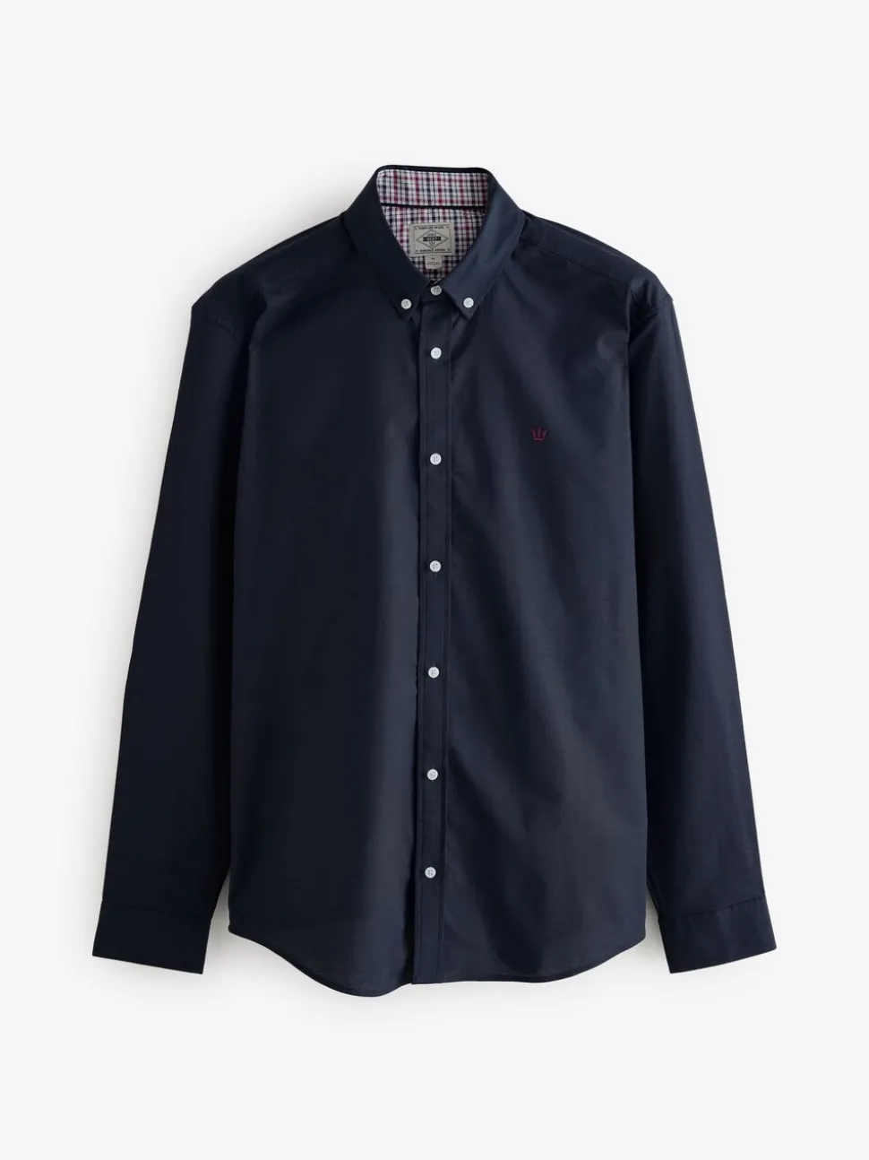 Donkerblauw - Oxford-stretchoverhemd met lange mouwen