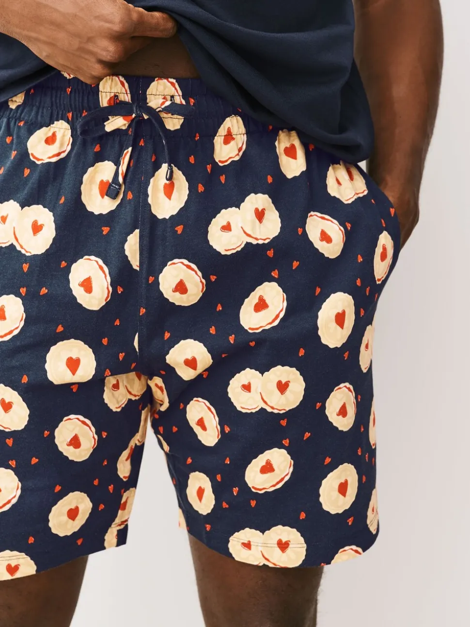 Donkerblauw - Printed Short Sleeve Jersey Pyjamas Set