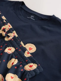Donkerblauw - Printed Short Sleeve Jersey Pyjamas Set