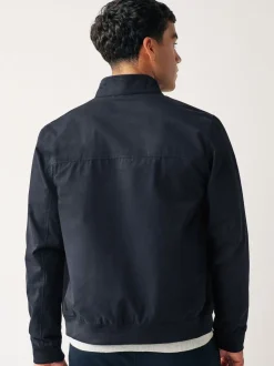 Donkerblauw - Regenbestendig Harrington jack met geruite voering