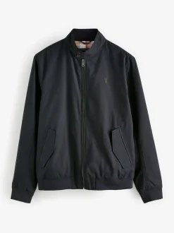 Donkerblauw - Regenbestendig Harrington jack met geruite voering