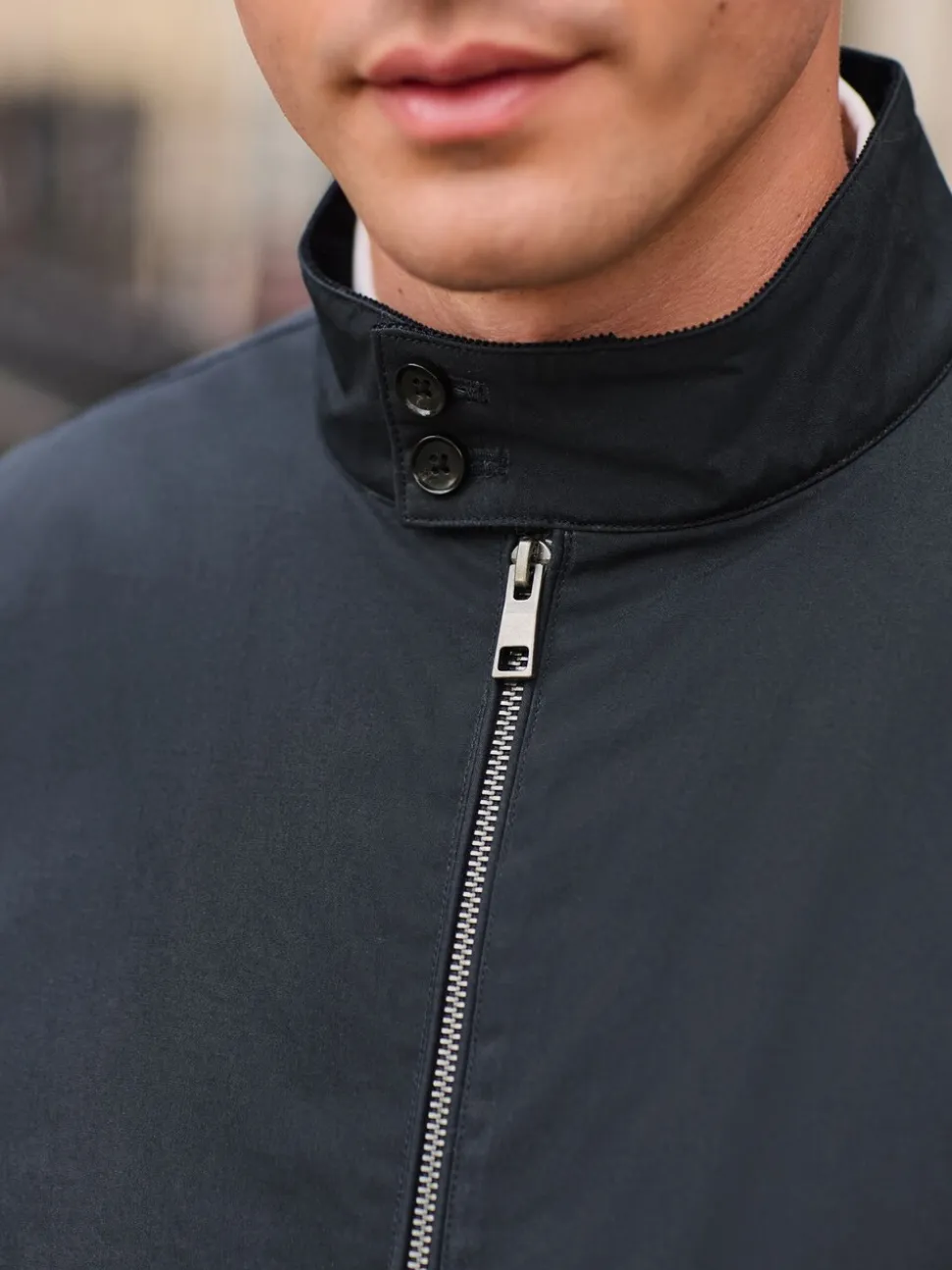 Donkerblauw - Regenbestendig Harrington jack met borgvoering