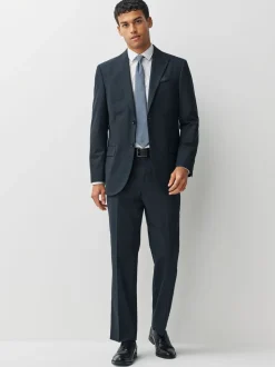 Donkerblauw - Regular fit Motionflex colbert met puppytooth-textuur