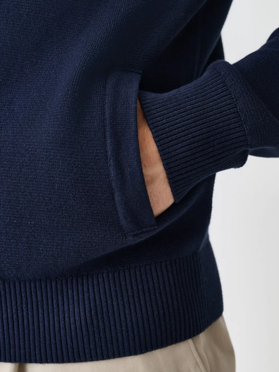 Donkerblauw - Regular Fit 100% Cotton Premium Zip-Through Cardigan