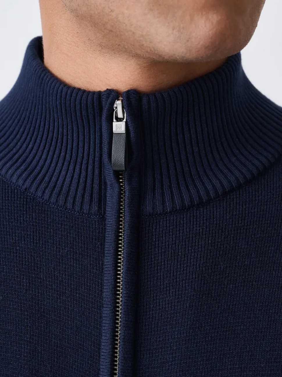 Donkerblauw - Regular Fit 100% Cotton Premium Zip-Through Cardigan