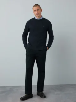 Donkerblauw - Regular Fit Mini Cable Mock Shirt Jumper