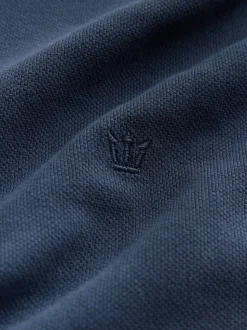 Donkerblauw - Regular fit poloshirt met korte mouwen en contrasterende randen
