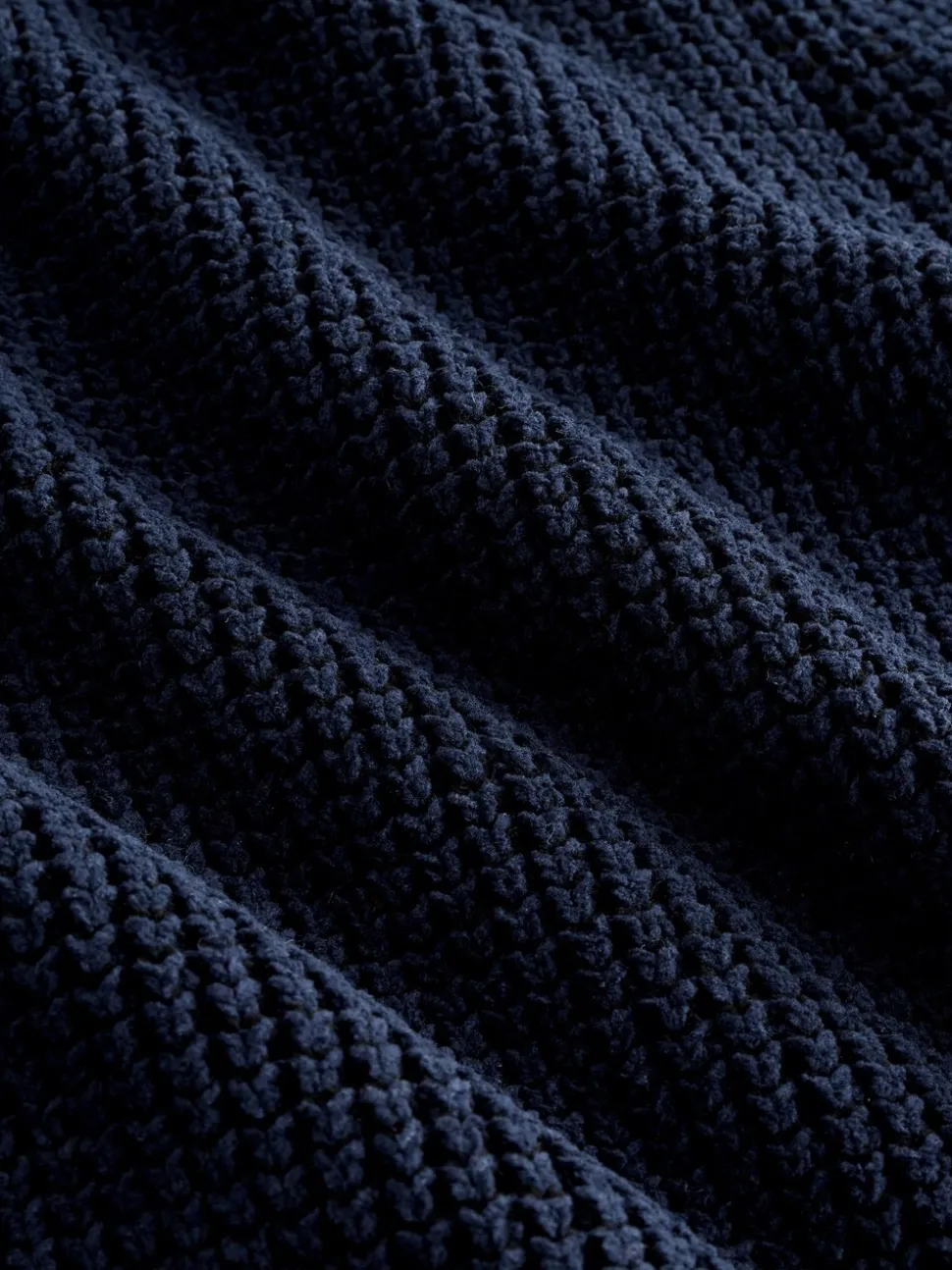 Donkerblauw - Regular Fit Waffle Texture Chenille Zip Through Cardigan