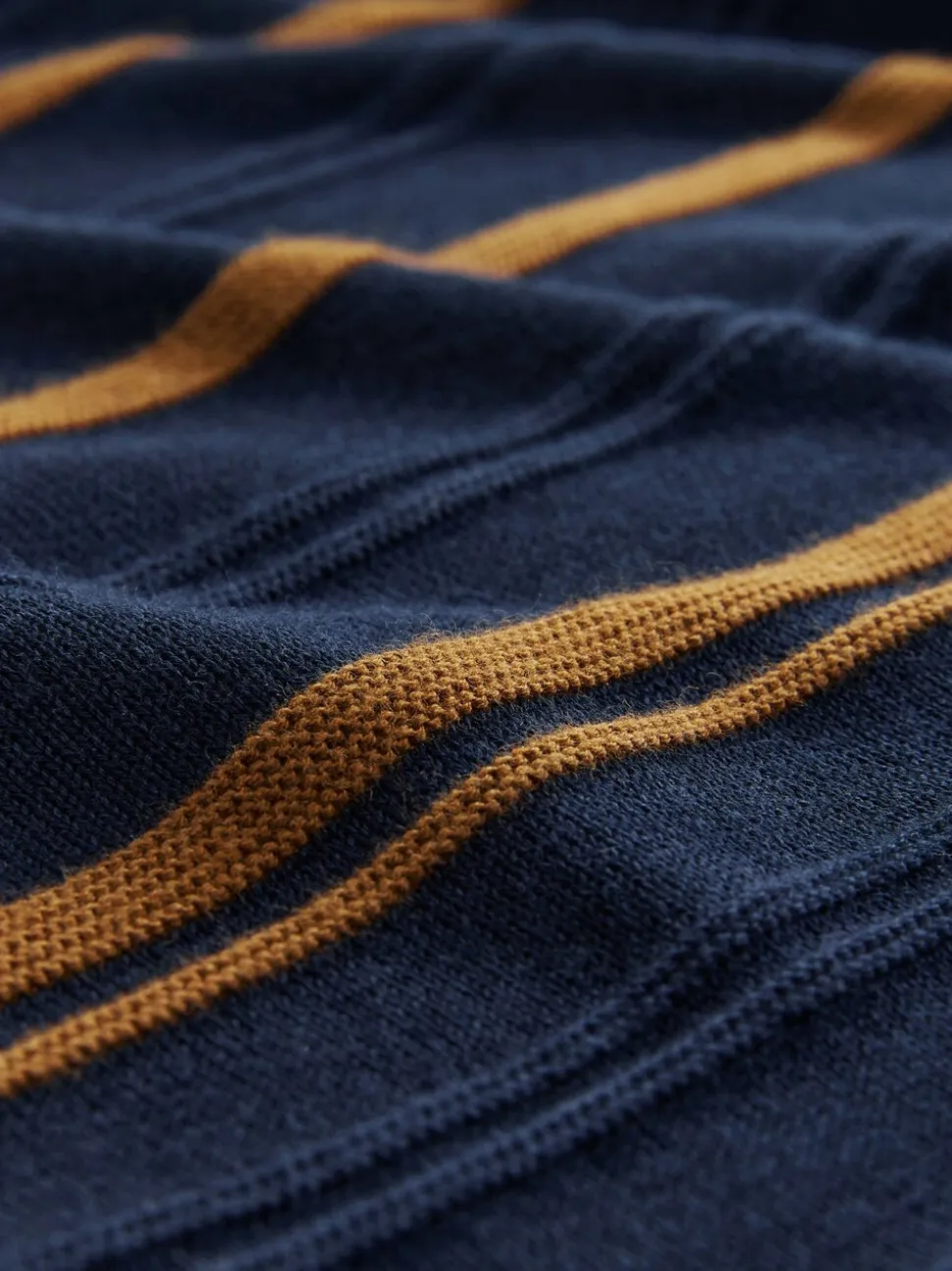 Donkerblauw - Regular-fit poloshirt met lange mouwen, streepdessin en hoog katoengehalte