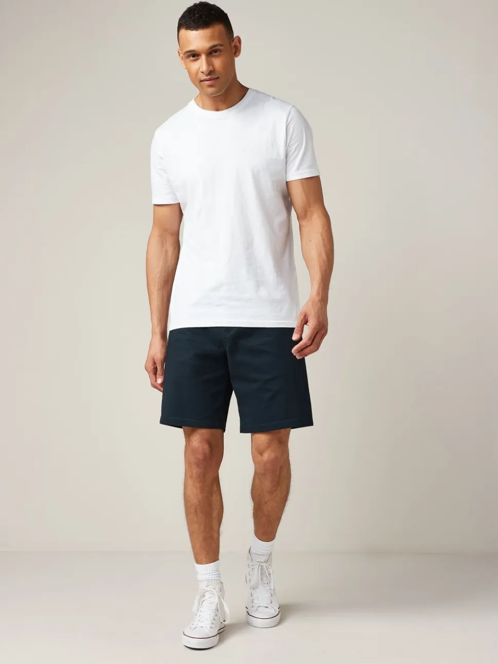 Donkerblauw - Relaxed fit - Chinoshort met stretch