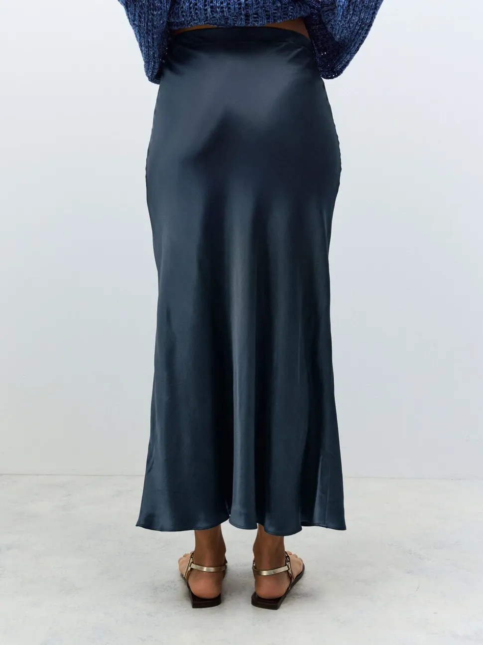 Donkerblauw - Satijnen midirok