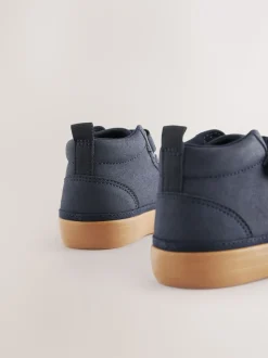Donkerblauw - Schoenen met klittenbandsluiting, elastische veters en zigzagdetail