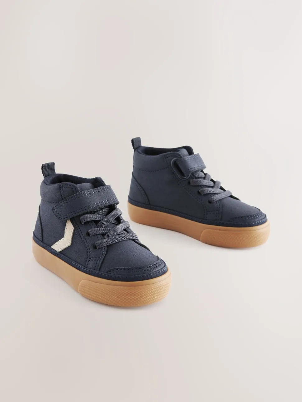 Donkerblauw - Schoenen met klittenbandsluiting, elastische veters en zigzagdetail