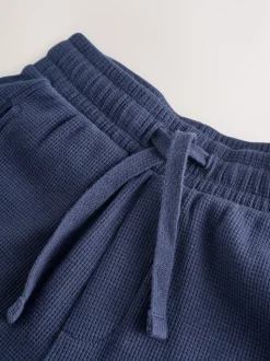 Donkerblauw - Set van T-shirt met textuur en korte mouwen en shorts (3 - 16 jr)