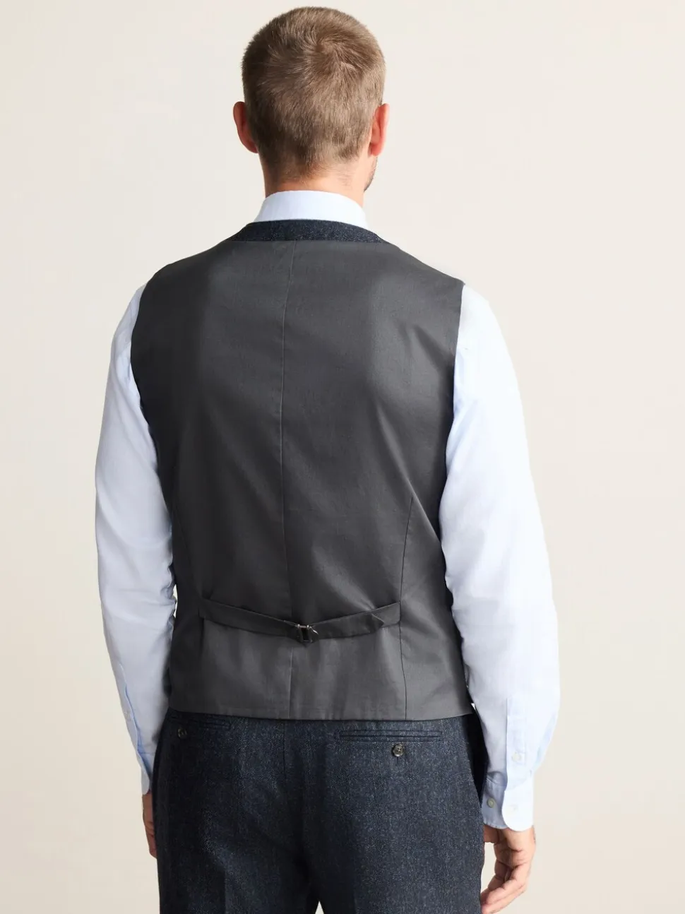 Donkerblauw - Signature Abraham Moon 100% British Wool Donegal Suit Waistcoat