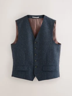 Donkerblauw - Signature Abraham Moon 100% British Wool Donegal Suit Waistcoat
