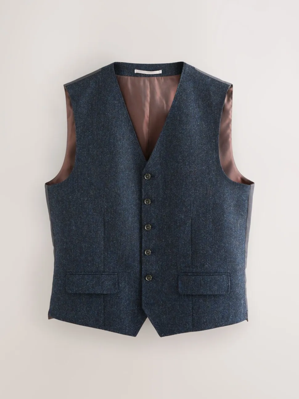 Donkerblauw - Signature Abraham Moon 100% British Wool Donegal Suit Waistcoat