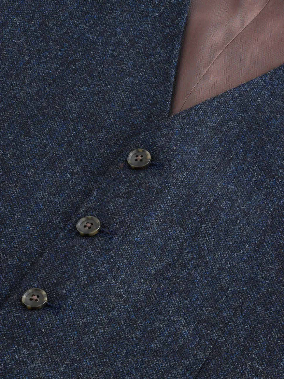 Donkerblauw - Signature Abraham Moon 100% British Wool Donegal Suit Waistcoat