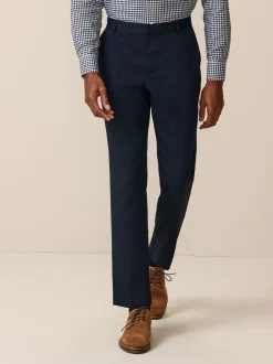 Donkerblauw - Slim Fit - 2 Modieuze broeken zonder bandplooi