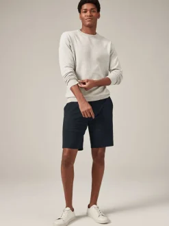 Donkerblauw - Slim Fit - Chinoshort met stretch