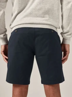 Donkerblauw - Slim Fit - Chinoshort met stretch