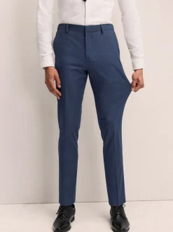 Donkerblauw - Slim Fit - Elasticated Waist Motionflex Stretch Smart Trousers
