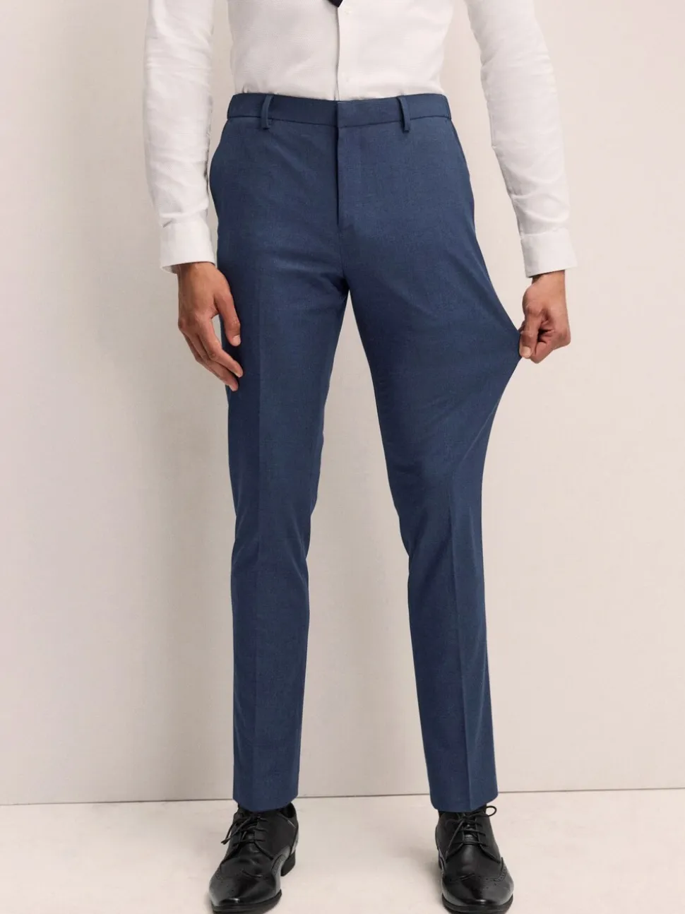 Donkerblauw - Slim Fit - Elasticated Waist Motionflex Stretch Smart Trousers