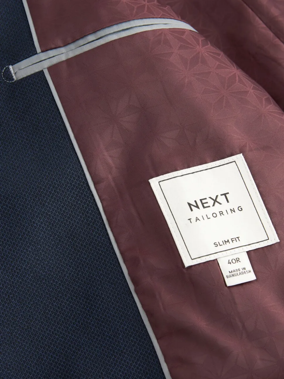Donkerblauw - Slim Fit - Kostuum met textuur: colbert