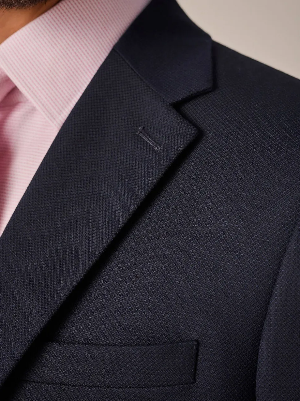 Donkerblauw - Slim Fit - Kostuum met textuur: colbert