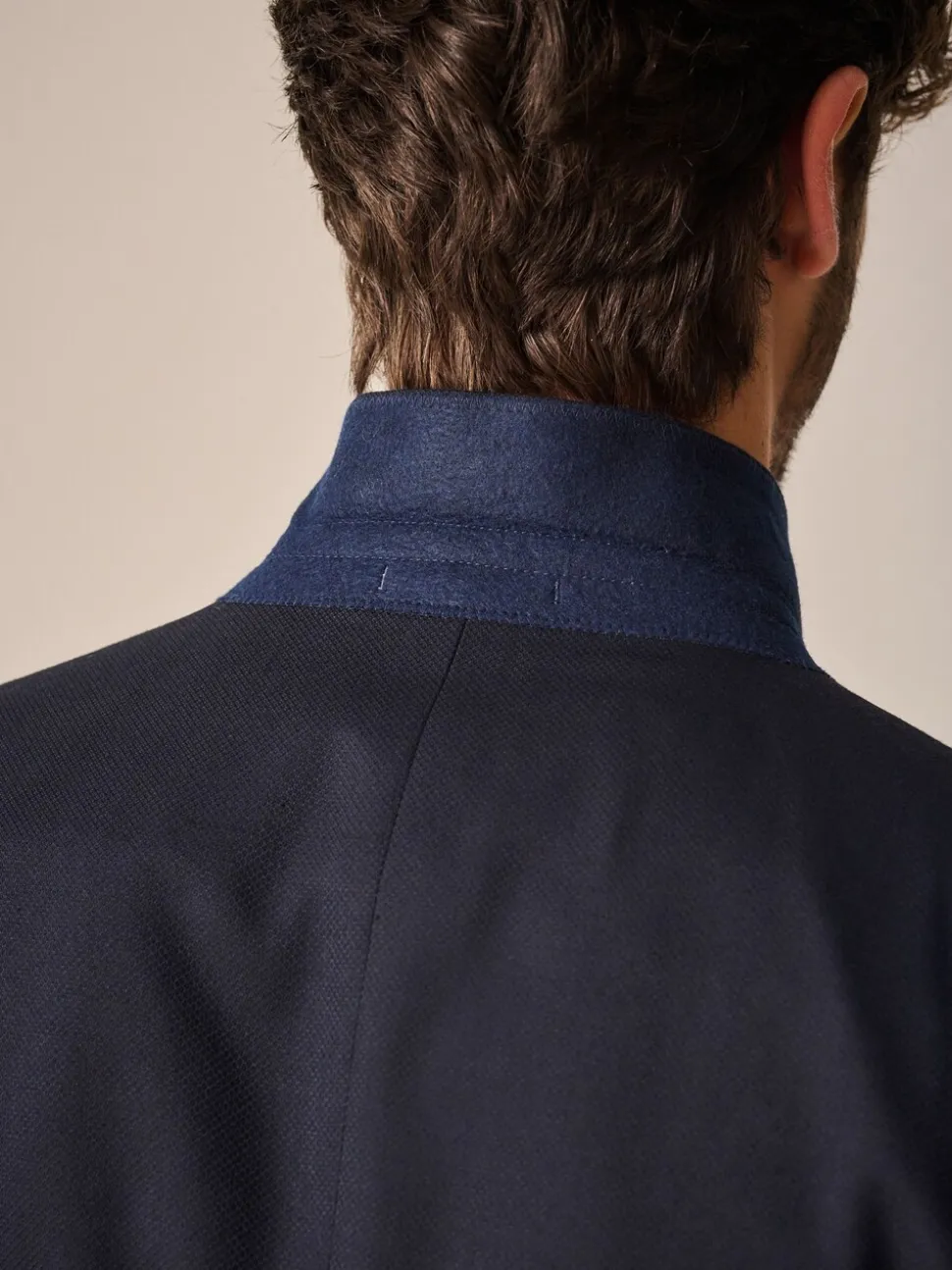 Donkerblauw - Slim Fit - Kostuum met textuur: colbert