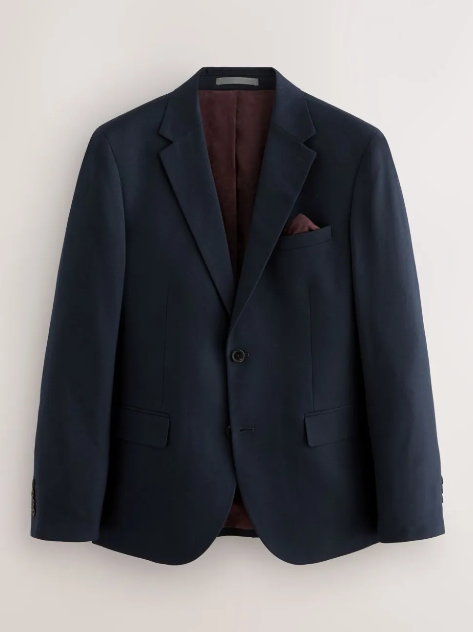 Donkerblauw - Slim Fit - Kostuum met textuur: colbert